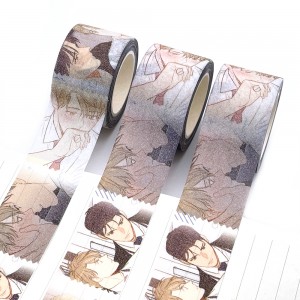 Custom Floral Decorative Glitter Printed Kraft China Washi Tape Untuk Perencana