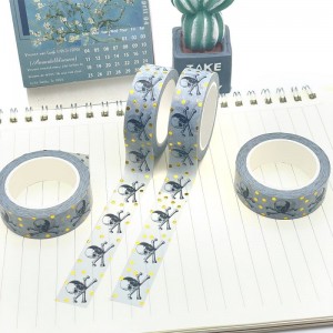 Custom Foiled Personalize Brand 15mm ජපන් ප්ලේන් ෆ්ලෝරල් Washi Tape අභිරුචි ලාංඡනය