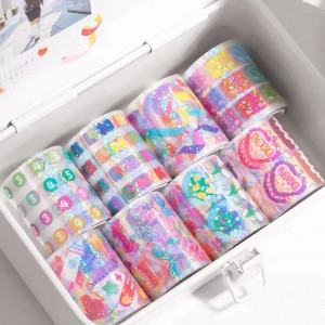 Customized Iridescent Design Colorful Cartoon Pattern Washi Tape Set