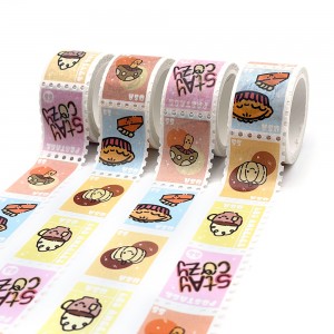 Pita Kertas Cetak Kustom Tahan Air Kertas Jepang lucu Stamp roll Washi Tape