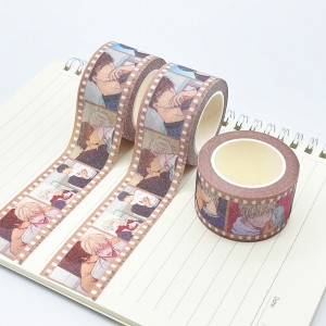 Custom printed Masking paper frosted Tape dekorasi warni glitter Washi Tape