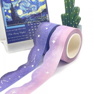 Custom printed Masking paper frosted Tape dekorasi warni glitter Washi Tape