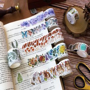 Dekoratiewe pasgemaakte gedrukte blommeplakker Kleurvolle verfpapier Warmverkope Washi-band
