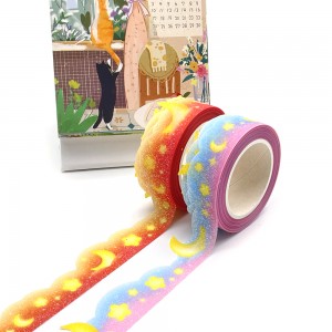 Slàn-reic Low Price Custom Suaicheantas Clò-bhualadh Cute Foil Glitter Washi Masking Paper Tape