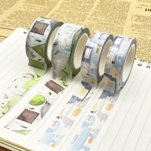 Borongan Adat Dicitak Waterproof Paper Mini Rolls napel Washi Tape