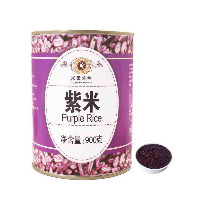 Mixue Makanan Kaleng Beras ungu 900g Hot Jual Grosir Pangan Héjo Superior Instan pikeun dessert bubble tea