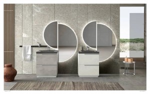 Mueble de baño independiente con elegante espejo MT2022-239