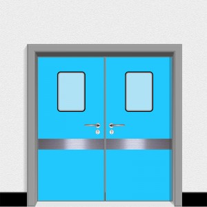 Rankinės varstomos durys, skirtos naudoti ligoninėje, dvigubai atidaromos aukštos kokybės rankinės varstomos durys su aliuminio lydinio plokšte, suteikiama 10 metų garantija