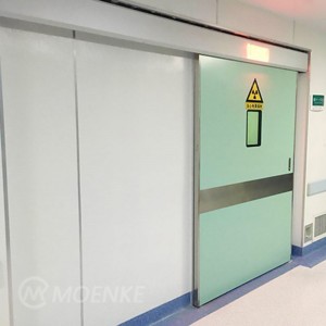Автоматические рентгеновские двери для больниц Высококачественные воздухонепроницаемые автоматические раздвижные двери с пластиной из алюминиевого сплава на 10 лет гарантии