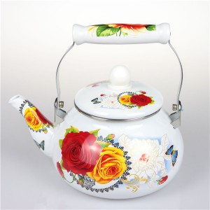 Wholesale China Enameled Pan Factories Pricelist –  Enamel Kettle and Teapot S/S Rim Floral Design Enamel Teapot for Tea  – Maokun