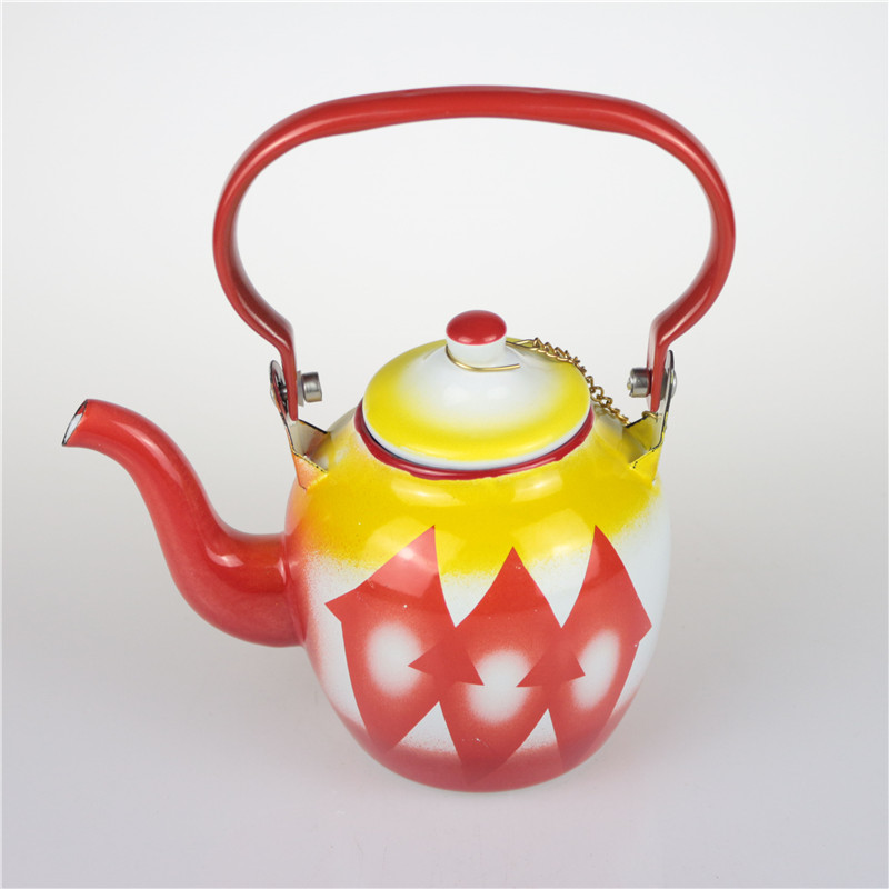 Wholesale 2L enamel tea water kettle 2.5L teapot enamel kettle with flower case