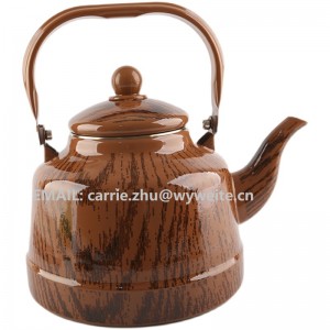 High-Quality Famous Enamel Tea Pots Exporters Companies –  WOOD GRAIN ENAMEL KETTLE WITH S/S HANDLE  – Maokun