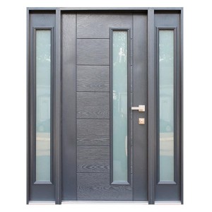 Porte extérieure pré-suspendue en fibre de verre standard américaine Moonlitdoors avec panneau latéral pour villa