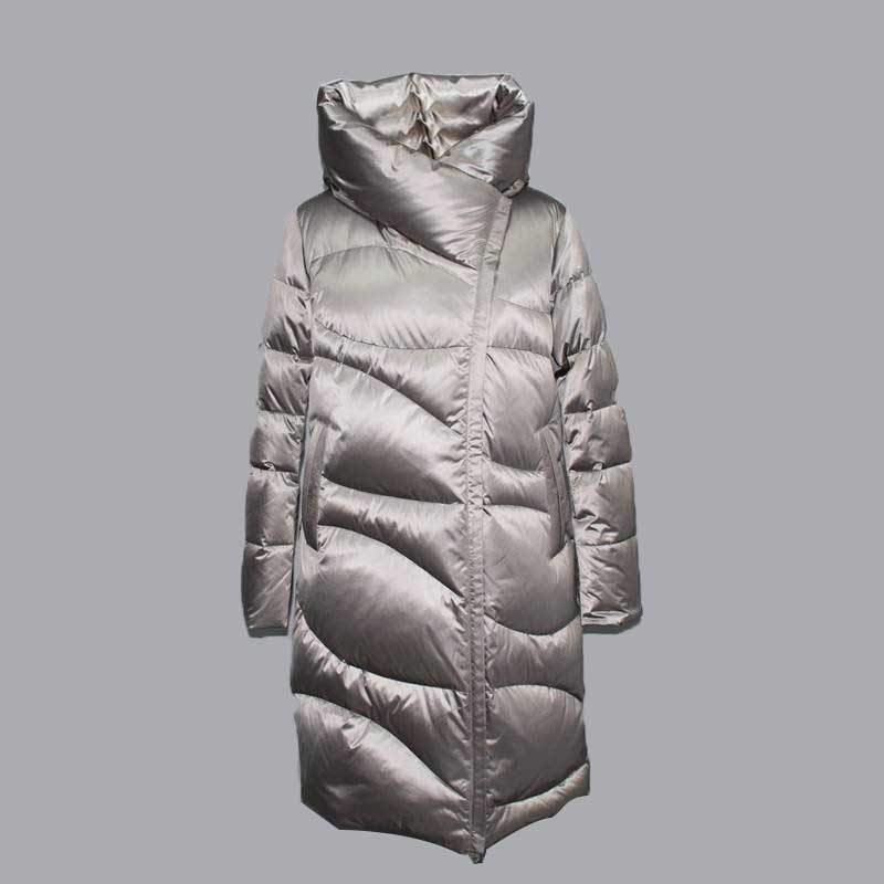 Autumn jeung usum gaya anyar awéwé pola geometri quilted kerah nangtung-up panjang hooded jaket handap, jaket katun 076