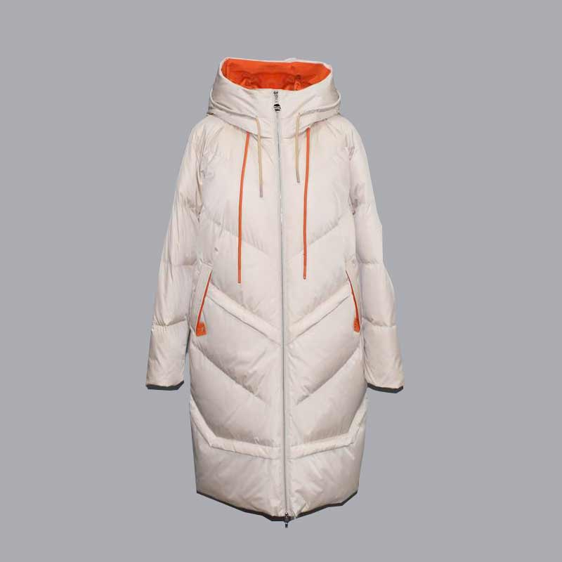 Chaqueta de plumón longa casual e cálida con capucha para mulleres de outono e inverno, chaqueta de algodón 102