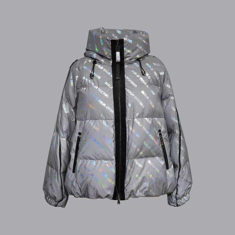 Jesen/zima novi stil ženske svijetle face letter kratka donja jakna s kapuljačom, pamučna jakna 113