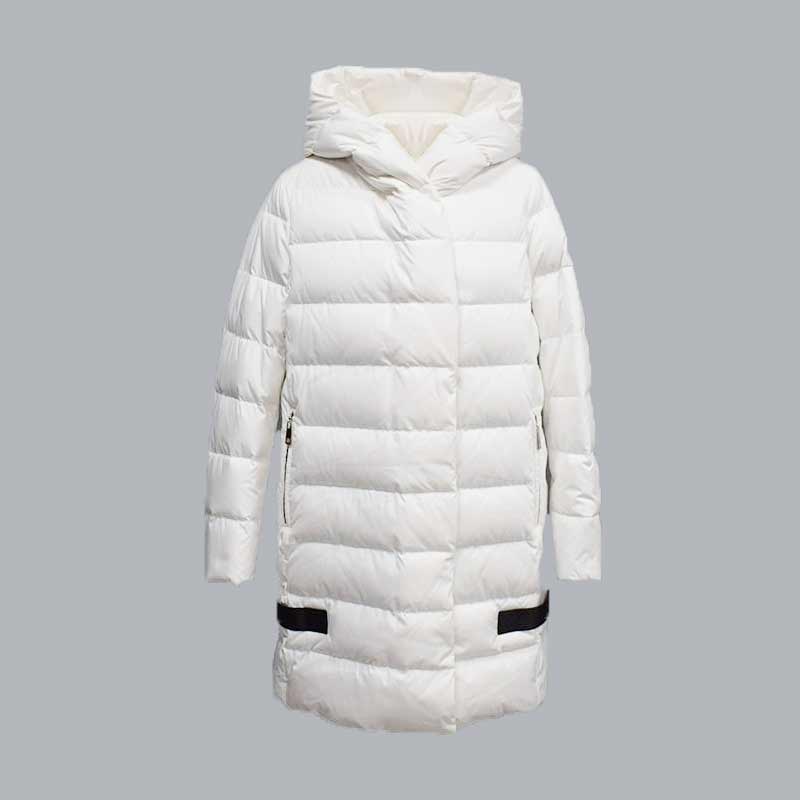 Dámska ležérna páperová bunda s kapucňou strednej dĺžky v novom štýle jeseň/zima, bavlnená bunda 015