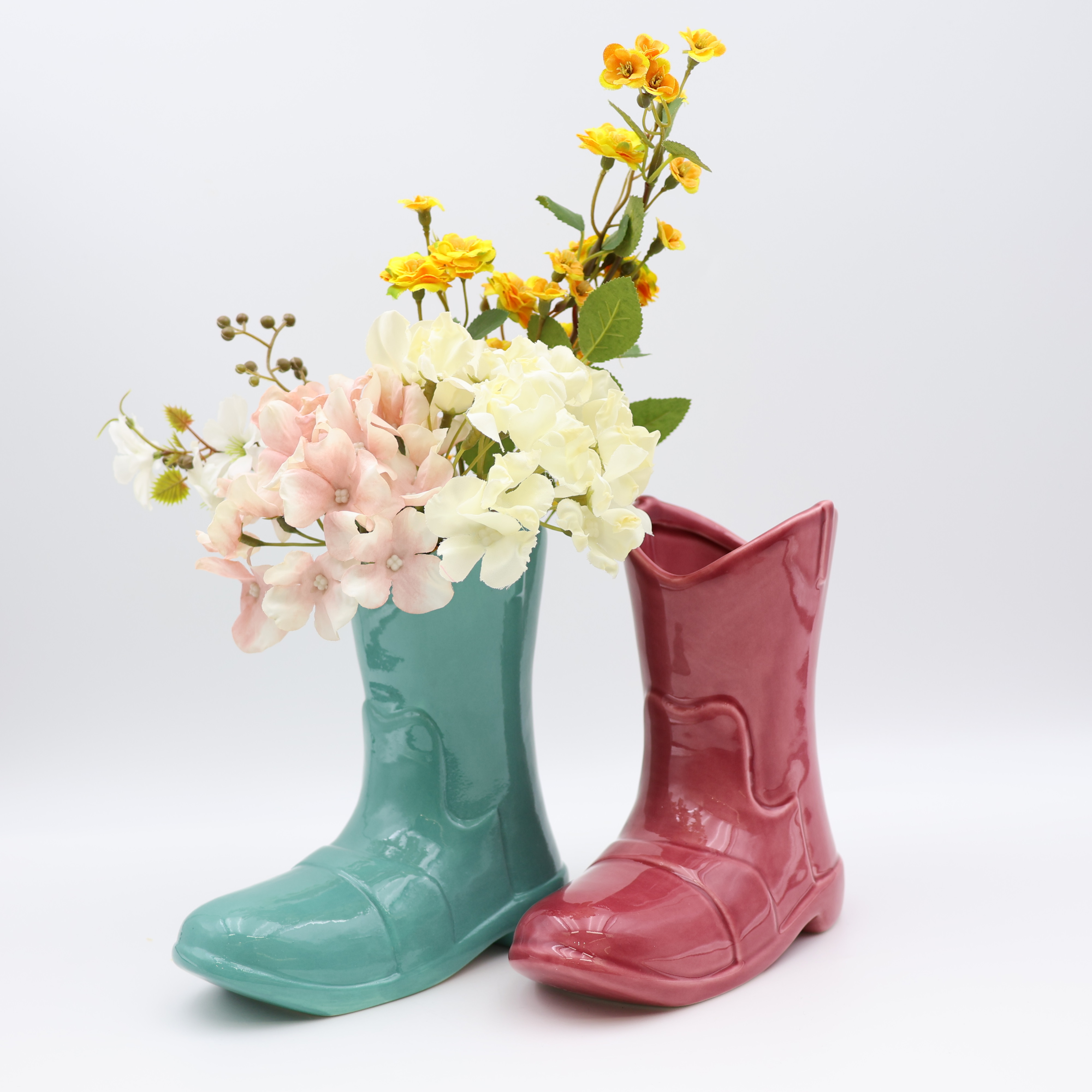 Ċeramika Cowboy Boots Flower Vase