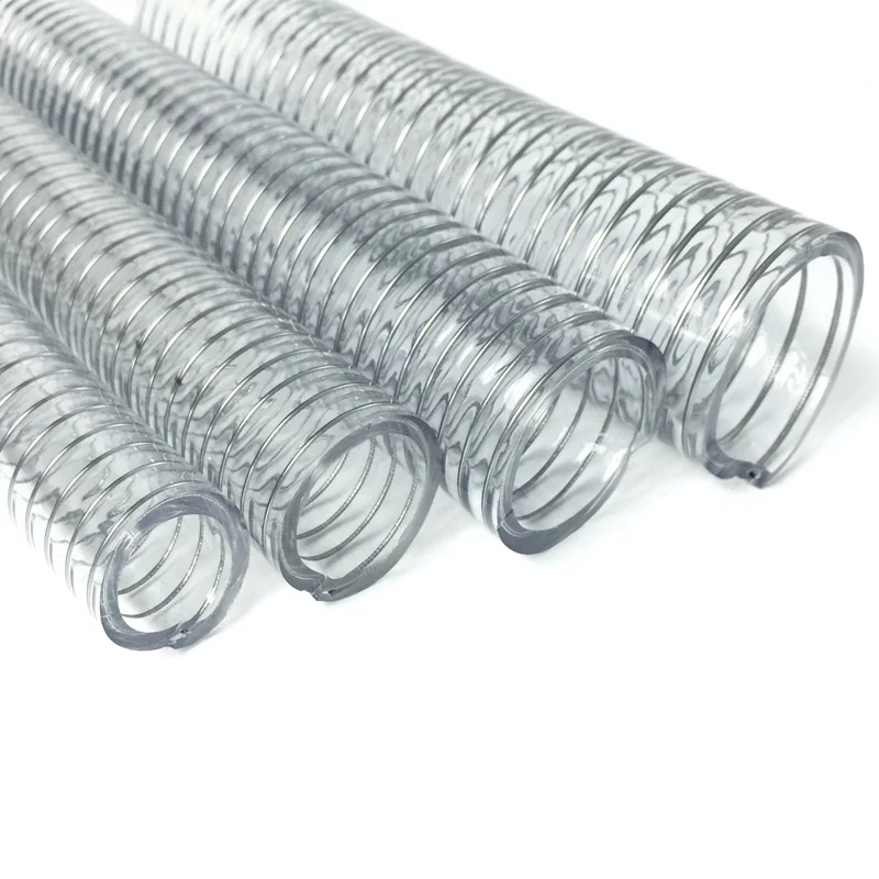 အရည်အသွေးမြင့် Pvc Spiral Steel Wire အားဖြည့်ပိုက်၊ Transparent Pvc Steel Spring Hose