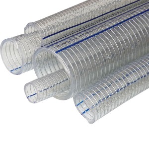 Mànega reforçada amb filferro d'acer espiral de PVC d'alta qualitat, mànega de molla d'acer de PVC transparent