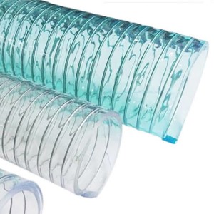 Hoge kwaliteit PVC spiraalstaaldraadversterkte slang, transparante PVC stalen veerslang