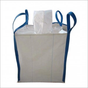Bolsa gigante con pico de llenado y bolsa FIBC blanca de fondo plano