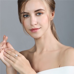 Anell de diamants d'or blanc de luxe per a casaments de dones de 2.0ct