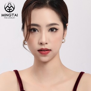 Best quality Large Gold Hoop Earrings - Luxury 14K Gold Plated 925 Silver Round Cut CZ Hoop Earrings – Mingtai