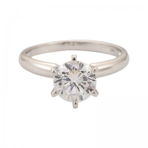 1.0ct Round Cut Prong Setting Moissanite D VVS Designed Wedding Ring 14k White Gold Solitaire Ring