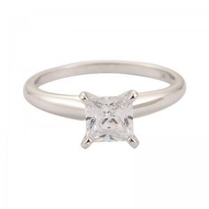 Σετ 1,0 καρατίων Princess Cut Prong Moissanite D VVS Σχεδιασμένο δαχτυλίδι γάμου αρραβώνων 14 καράτια λευκόχρυσο δαχτυλίδι πασιέντζας