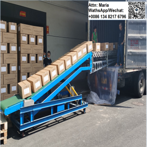 Esteira transportadora telescópica para cargas de caixas carregando descarregando caminhão/container