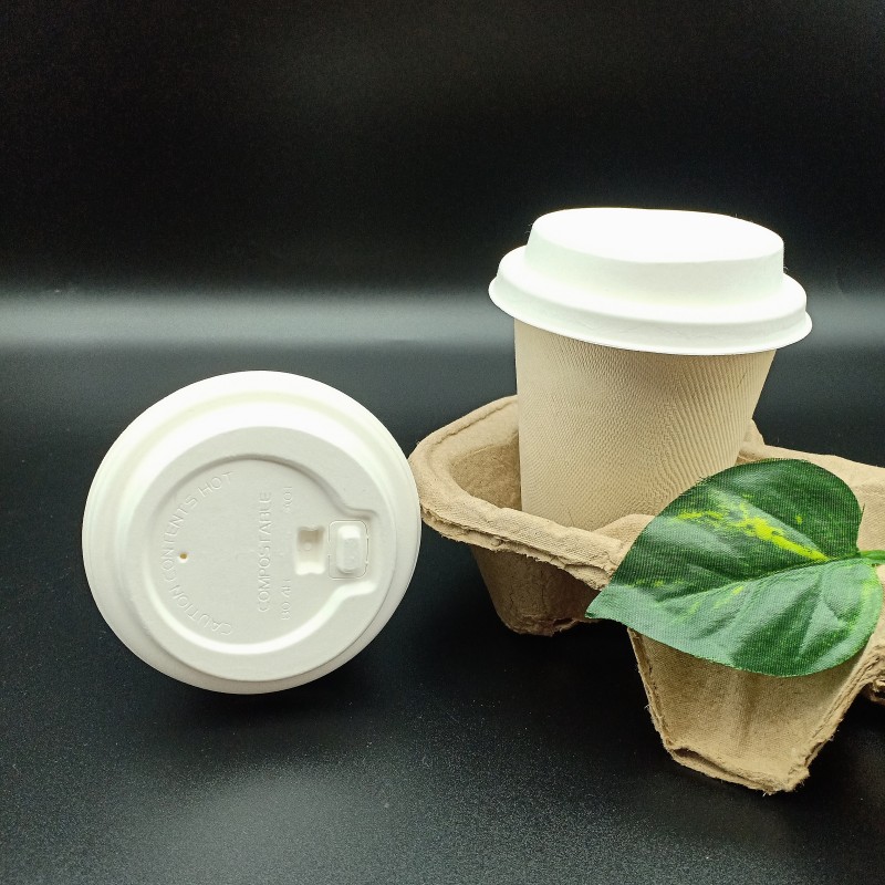 100% 可生物降解 90 毫米一次性甘蔗漿咖啡杯蓋