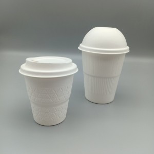 Wegwerp composteerbare 8oz suikerriet pulp koffie drinkbeker met Trangle patroon
