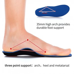 Plantilla ortopédica do talón con aliñamento medial da parte traseira do pé para as actividades cotiás