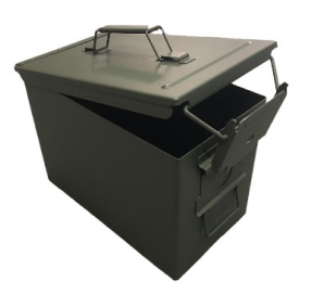 Metallinen ammuspurkki, ammuslaatikko, ilmatiivis ja vedenpitävä ammuslaatikko säilytykseen, käytä ammuskoteloamme metallisäilytyslaatikkona tai ammuslaatikon apulaatikkona, AMBX03