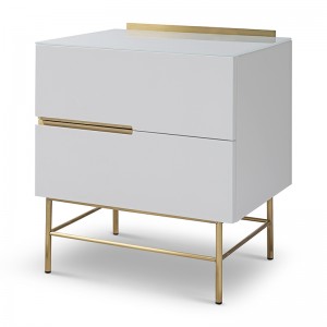ໄມ້ໂລຫະເຮືອນຫ້ອງດໍາລົງຊີວິດເຄື່ອງເຟີນີເຈີຜູ້ຜະລິດຈີນ Customized Supplier ຄຸນະພາບສູງທີ່ທັນສະໄຫມ Luxury Veneered Stainless Steel Handle Taped ຂາສອງປະຕູສູງ Sideboard Cabinet