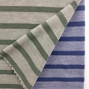 Polyester rayon Knitted Stretch Single Jersey Stripe Knitted Fabric Para sa Garment