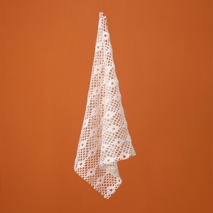 polyester katoen Gebreide stof met haakrand voor damesjurk