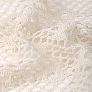 Tecido de malha de algodão e poliéster com borda de gancho para vestido feminino