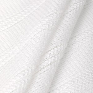 Kachasị ire ere iku ume 100% Polyester Warp Knit Jacquard Mesh Fabric na 150gsm