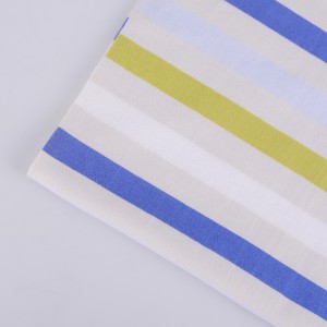 Lag luam wholesale Ntuj Stripes Organic Me Nyuam Combed 100% Paj Rwb Tsho Knit Ib Jersey Fabric