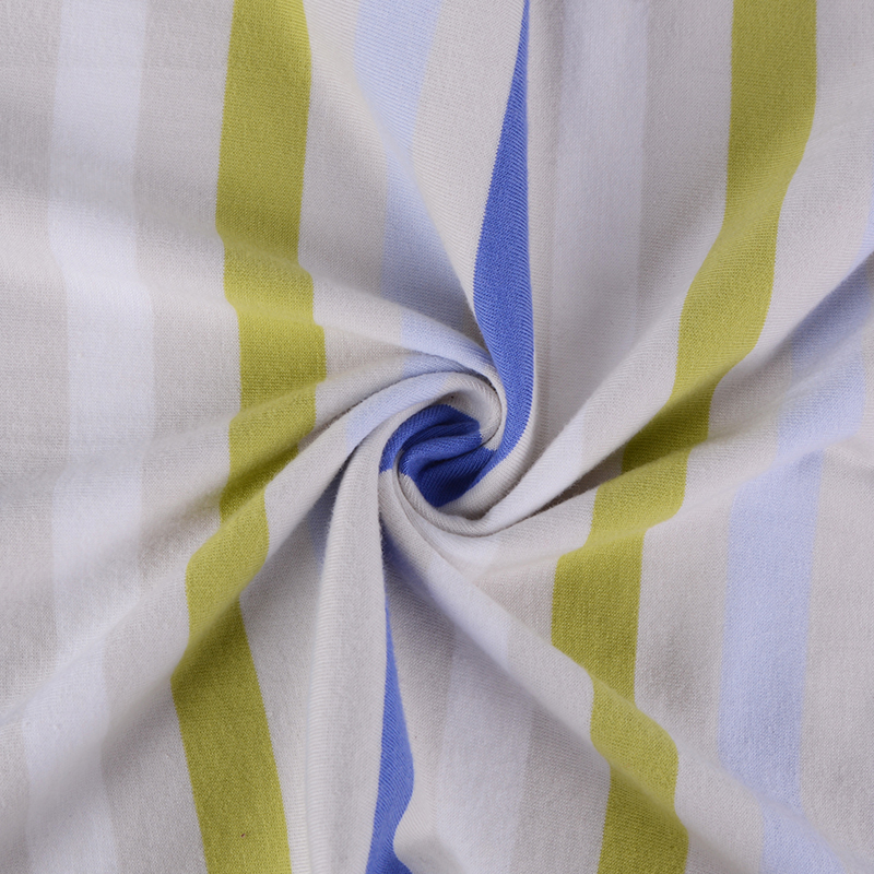 N'ogbe eke Stripes Organic ụmụaka agbakọtara 100% Cotton Jersey Knit Single Jersey Fabric