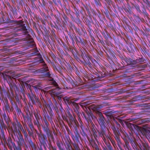 คุณภาพสูง 92% โพลีเอสเตอร์ 8% Spandex สีสันผ้าถักผ้ากีฬาแบบกำหนดเอง Space Dyed Garment Fabric