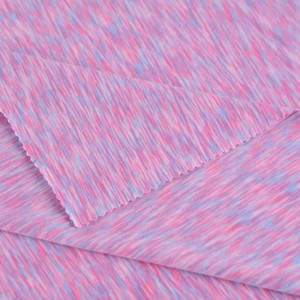 280 გმ Space Dye 95% Polyester 5% Spandex Single Jersey ნართი შეღებილი ელასტიური ნაქსოვი ქსოვილი სპორტული აქტიური სამოსისთვის