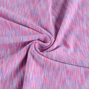 280 gsm Space Dye 95% Polester 5% Spandex Single Jersey Pregns Обоена еластична плетена ткаенина за облека за спортска активна облека