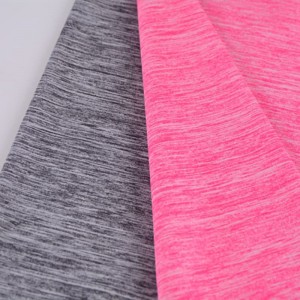 220gsm Cationic Melange Single Jersey Knit 4 Way Polyester Elastane Fabric Untuk Pakaian Olahraga