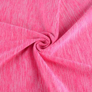 220gsm Cationic Melange Single Jersey Knit 4 Way Polyester Elastane Fabric ສໍາລັບຊຸດກິລາ
