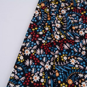 220gsm 95% Polyester 5% Spandex Jersey Knit ITY Printe Floral Stof en Tekstyl foar jurk