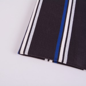 Bug-at nga Timbang Baga nga Stretch Cotton Yarn Dyed Navy Stripe 2 × 2 Rib Knit Fabric Para sa Cuff
