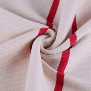 Obojana pređa 300 g/m2 pamuk spandex 2×2 pletena rebrasta tkanina za manšete za rukave odjeće
